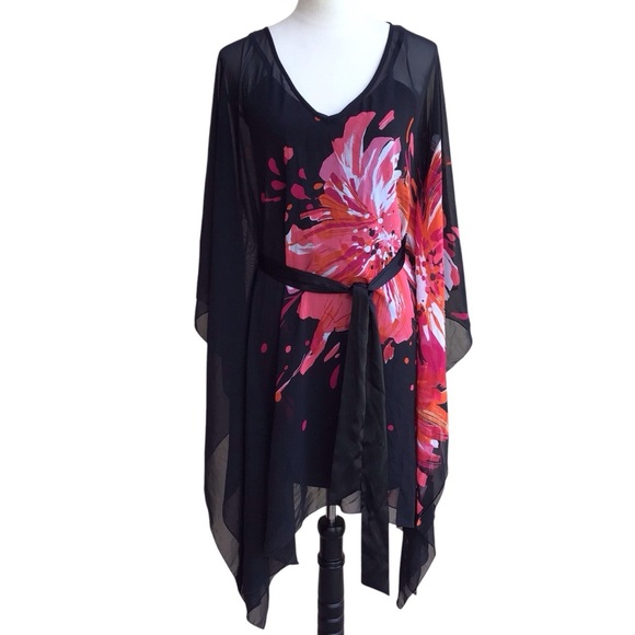 Bisou Bisou Floral Kimono Tank Dress Size Small - Picture 4 of 10